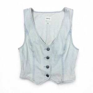 Wilfred Free Aritzia Denim Vest Sleeveless Top Women XXS‎ Boho Festival Preppy